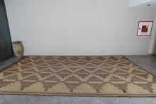 Extra Large Tuareg Rug 9.7 x 16.3 ft – Handwoven Geometric Desert Mat in Natural Reed and Leather