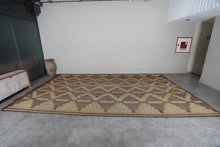 Extra Large Tuareg Rug 9.7 x 16.3 ft – Handwoven Geometric Desert Mat in Natural Reed and Leather