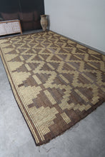 Extra Large Tuareg Rug 9.7 x 16.3 ft – Handwoven Geometric Desert Mat in Natural Reed and Leather