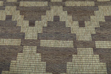 Extra Large Tuareg Rug 9.7 x 16.3 ft – Handwoven Geometric Desert Mat in Natural Reed and Leather