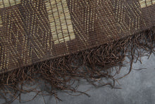 Extra Large Tuareg Rug 9.7 x 16.3 ft – Handwoven Geometric Desert Mat in Natural Reed and Leather