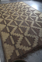 Extra Large Tuareg Rug 9.7 x 16.3 ft – Handwoven Geometric Desert Mat in Natural Reed and Leather