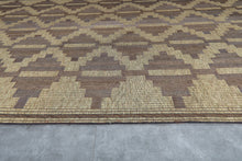 Extra Large Tuareg Rug 9.7 x 16.3 ft – Handwoven Geometric Desert Mat in Natural Reed and Leather