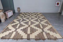 Large Tuareg Rug 10.3 x 17.5 ft – Handwoven Beige Brown Geometric Desert Mat