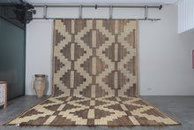 Large Tuareg Rug 10.3 x 17.5 ft – Handwoven Beige Brown Geometric Desert Mat