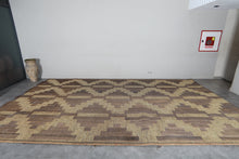 Large Tuareg Rug 10.3 x 17.5 ft – Handwoven Beige Brown Geometric Desert Mat