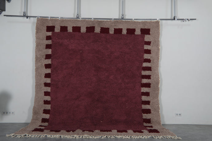 Deep Burgundy Moroccan Rug – Handmade Wool Berber Carpet – Custom Sizes