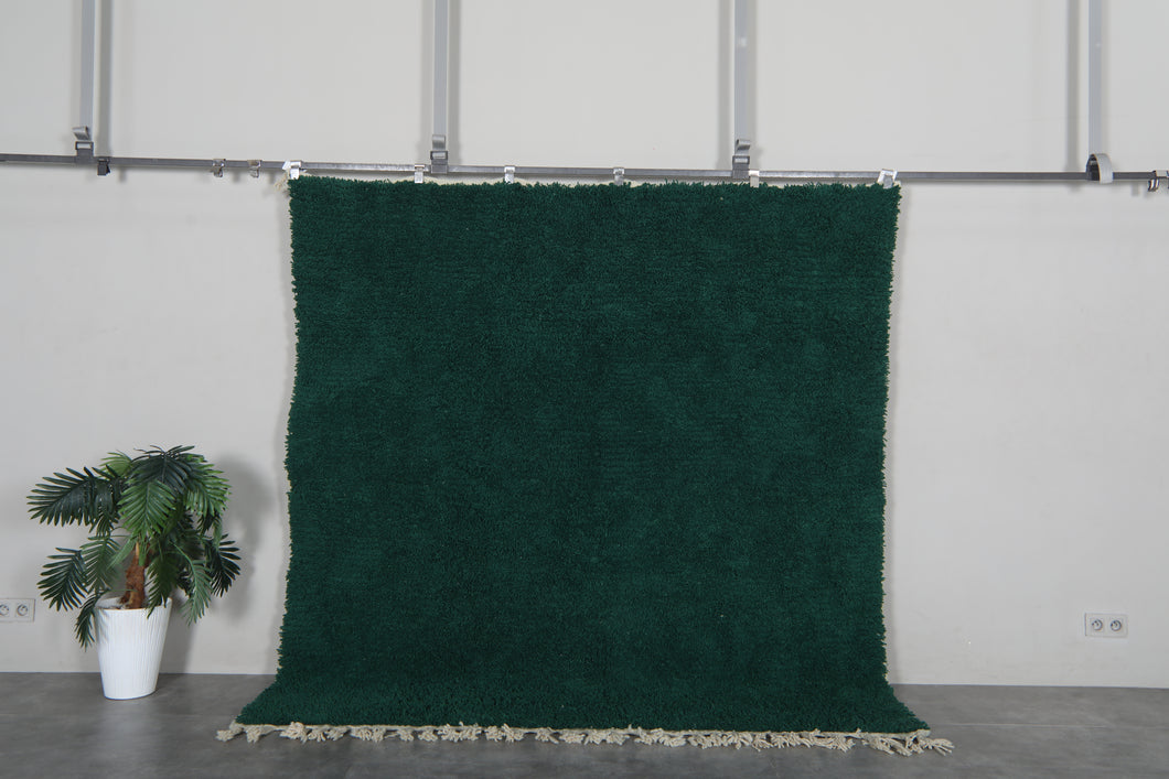 Deep green moroccan rug – Handmade wool berber carpet – Custom size