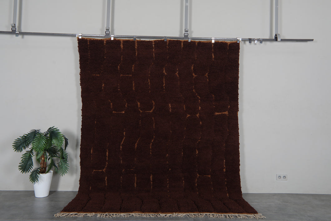 Brun chocolate moroccan rug - Chocolate beni ourain wool rug– Custom size