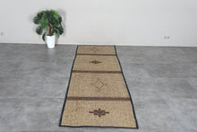 Handwoven Tuareg Runner Rug 3x9 ft, Reed & Leather Mat