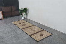 Handwoven Tuareg Runner Rug 3x9 ft, Reed & Leather Mat