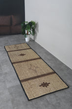 Handwoven Tuareg Runner Rug 3x9 ft, Reed & Leather Mat
