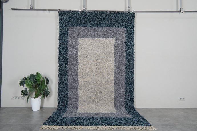 Modern moroccan rug - Blue and gray beni ourain wool rug – Custom size rug