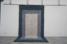 Modern moroccan rug - Blue and gray beni ourain wool rug – Custom size rug