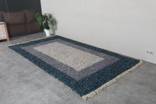 Modern moroccan rug - Blue and gray beni ourain wool rug – Custom size rug