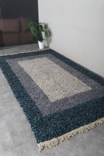 Modern moroccan rug - Blue and gray beni ourain wool rug – Custom size rug