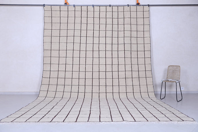 Minimalist Moroccan Grid Rug - Handwoven Wool Berber Carpet