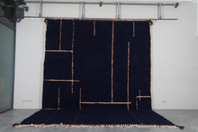 Navy blue moroccan rug - Copper line pattern beni ourain wool rug– Custom size