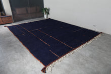 Navy blue moroccan rug - Copper line pattern beni ourain wool rug– Custom size