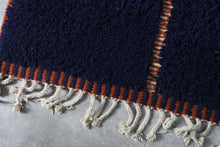 Navy blue moroccan rug - Copper line pattern beni ourain wool rug– Custom size