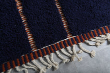Navy blue moroccan rug - Copper line pattern beni ourain wool rug– Custom size
