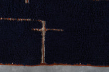 Navy blue moroccan rug - Copper line pattern beni ourain wool rug– Custom size
