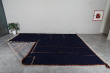 Navy blue moroccan rug - Copper line pattern beni ourain wool rug– Custom size
