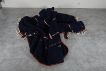 Navy blue moroccan rug - Copper line pattern beni ourain wool rug– Custom size