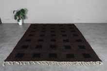 Dark brown moroccan rug - Black square pattern beni ourain wool rug– Custom size
