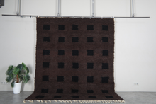 Dark brown moroccan rug - Black square pattern beni ourain wool rug– Custom size