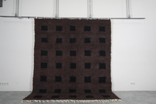 Dark brown moroccan rug - Black square pattern beni ourain wool rug– Custom size