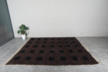 Dark brown moroccan rug - Black square pattern beni ourain wool rug– Custom size