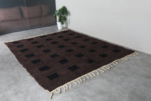Dark brown moroccan rug - Black square pattern beni ourain wool rug– Custom size