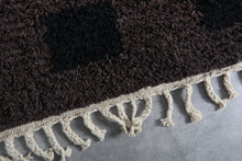 Dark brown moroccan rug - Black square pattern beni ourain wool rug– Custom size