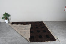 Dark brown moroccan rug - Black square pattern beni ourain wool rug– Custom size