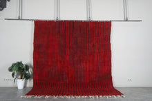 Red moroccan rug - Striped beni ourain wool rug - Custom size