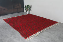 Red moroccan rug - Striped beni ourain wool rug - Custom size