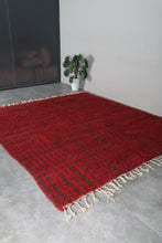 Red moroccan rug - Striped beni ourain wool rug - Custom size