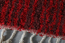 Red moroccan rug - Striped beni ourain wool rug - Custom size