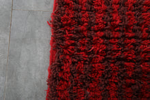 Red moroccan rug - Striped beni ourain wool rug - Custom size