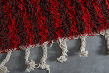 Red moroccan rug - Striped beni ourain wool rug - Custom size