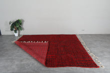 Red moroccan rug - Striped beni ourain wool rug - Custom size