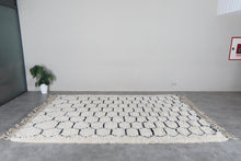 Handmade Moroccan Wool Rug - Ivory Cream Area Rug - Black Honeycomb Berber Design - Custom size