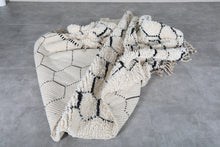Handmade Moroccan Wool Rug - Ivory Cream Area Rug - Black Honeycomb Berber Design - Custom size