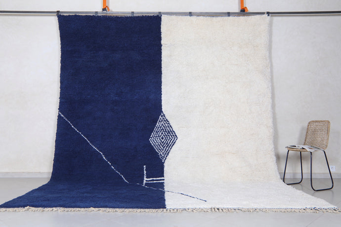 Custom Handmade Moroccan Rug - Blue and White Wool Area Rug