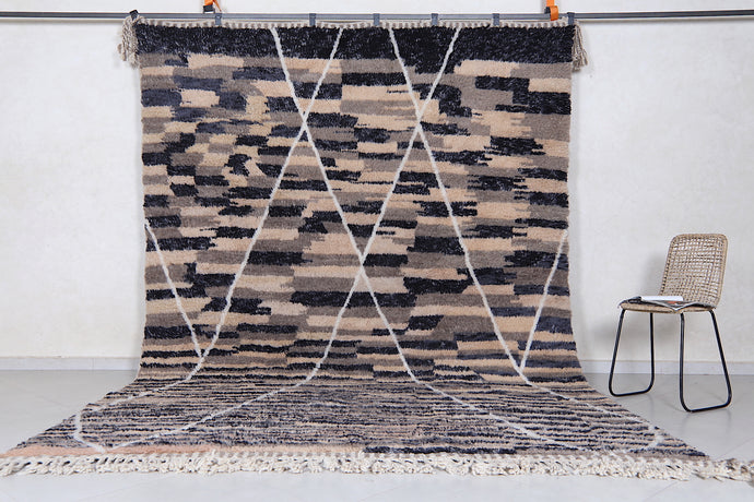 Handwoven Wool Rug - Bold Abstract Design | Moroccan Area Carpet
