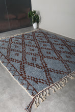 Handmade Moroccan Wool Rug - Light Blue Area Rug - Custom size