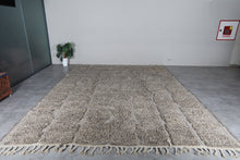 Stone Gray Moroccan Rug - Textured Geometric Beni Ourain Wool Rug - Custom size