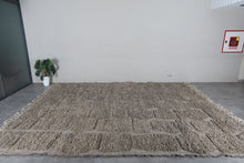 Stone Gray Moroccan Rug - Textured Geometric Beni Ourain Wool Rug - Custom size