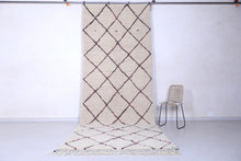Moroccan custom beni ourain rug - Cream wool with diamond design